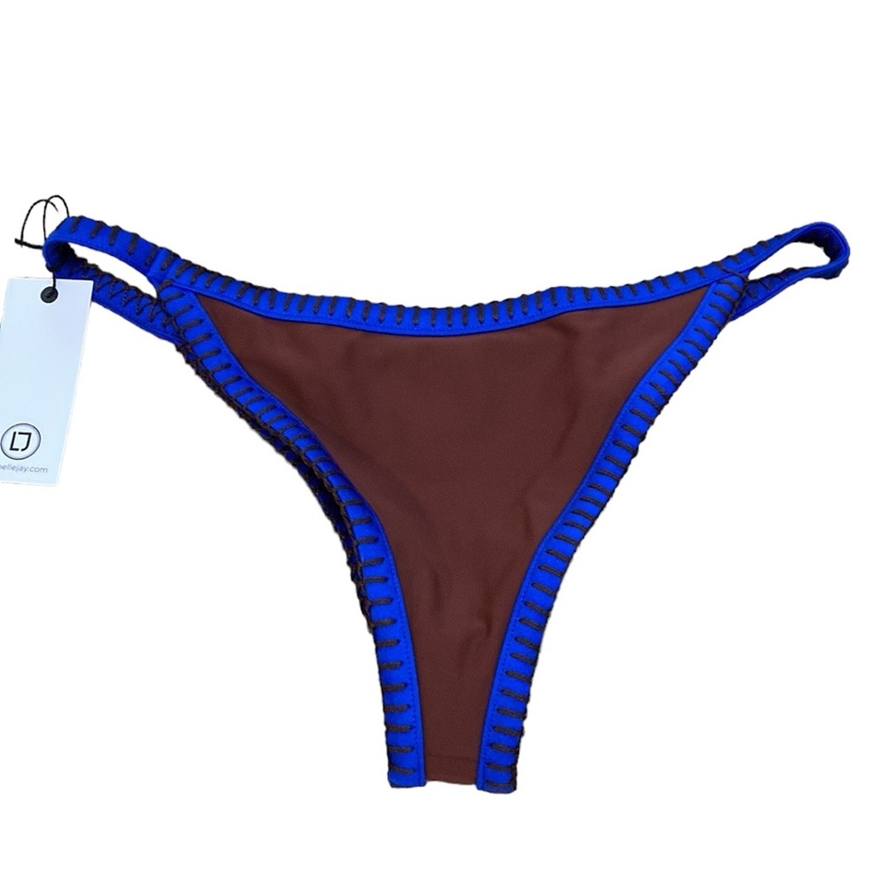 Ellejay Brown Blue Bikini Bottom Thong S